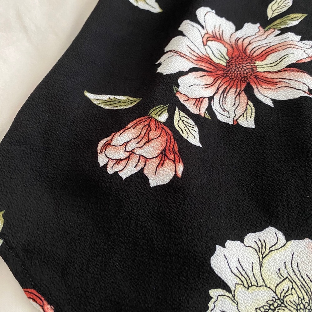 Black cold shoulder floral top